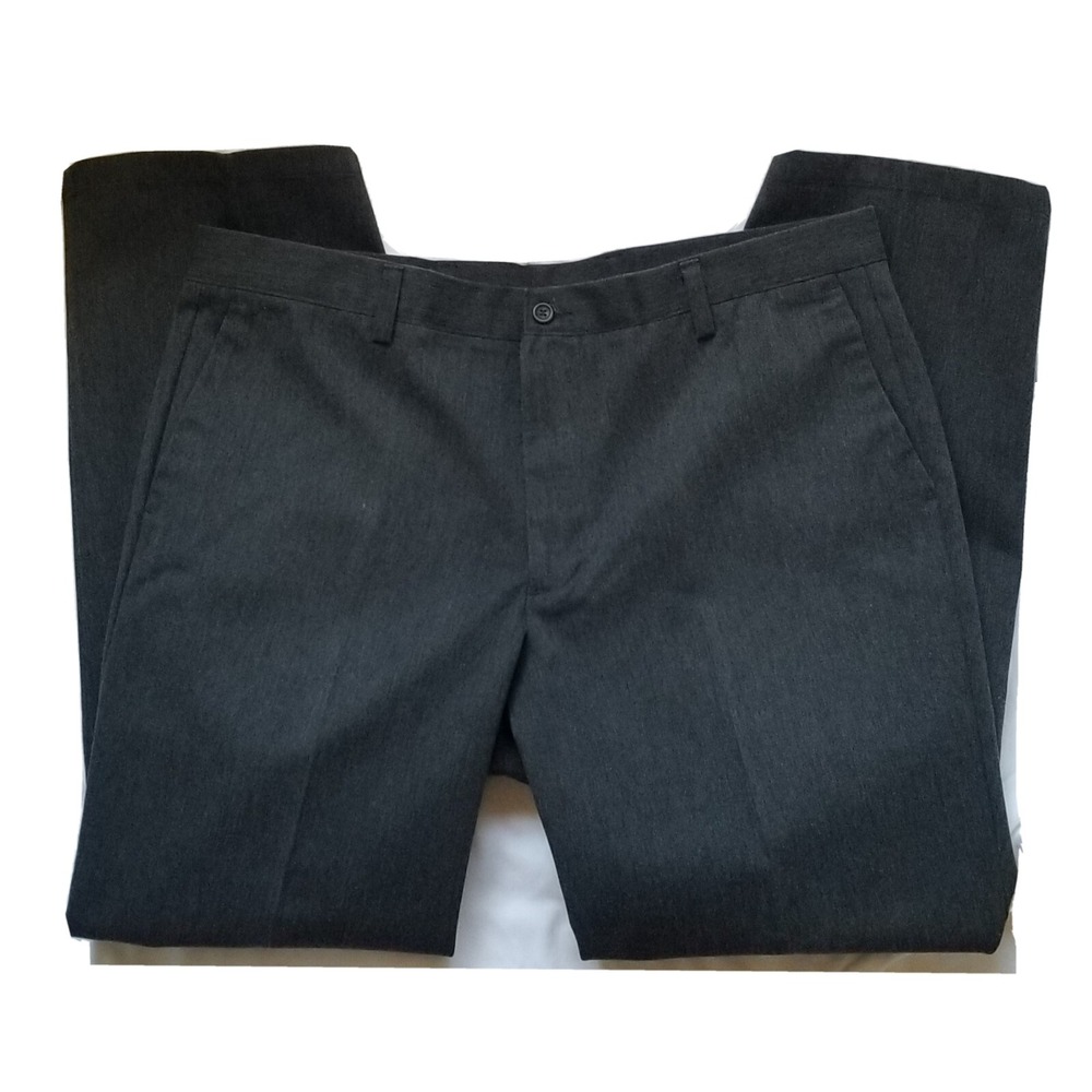 DOCKERS Classic Fit Flat Front Zip Fly Cotton CHARCOAL GRAY Dress Pants Sz 38X32